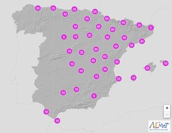 Probabilidad de precipitaciones (%) domingo
