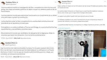 Durante el proceso electoral, Petro publicó varios mensajes en los que cuestionó el software utilizado en las elecciones y el papel de Thomas Greg & Sons. - crédito @petrogustavo/X