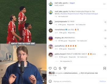 Niall Martin señaló que Luis Díaz es "el jugador más infravalorado del mundo" - crédito @niall_talks_sports/IG