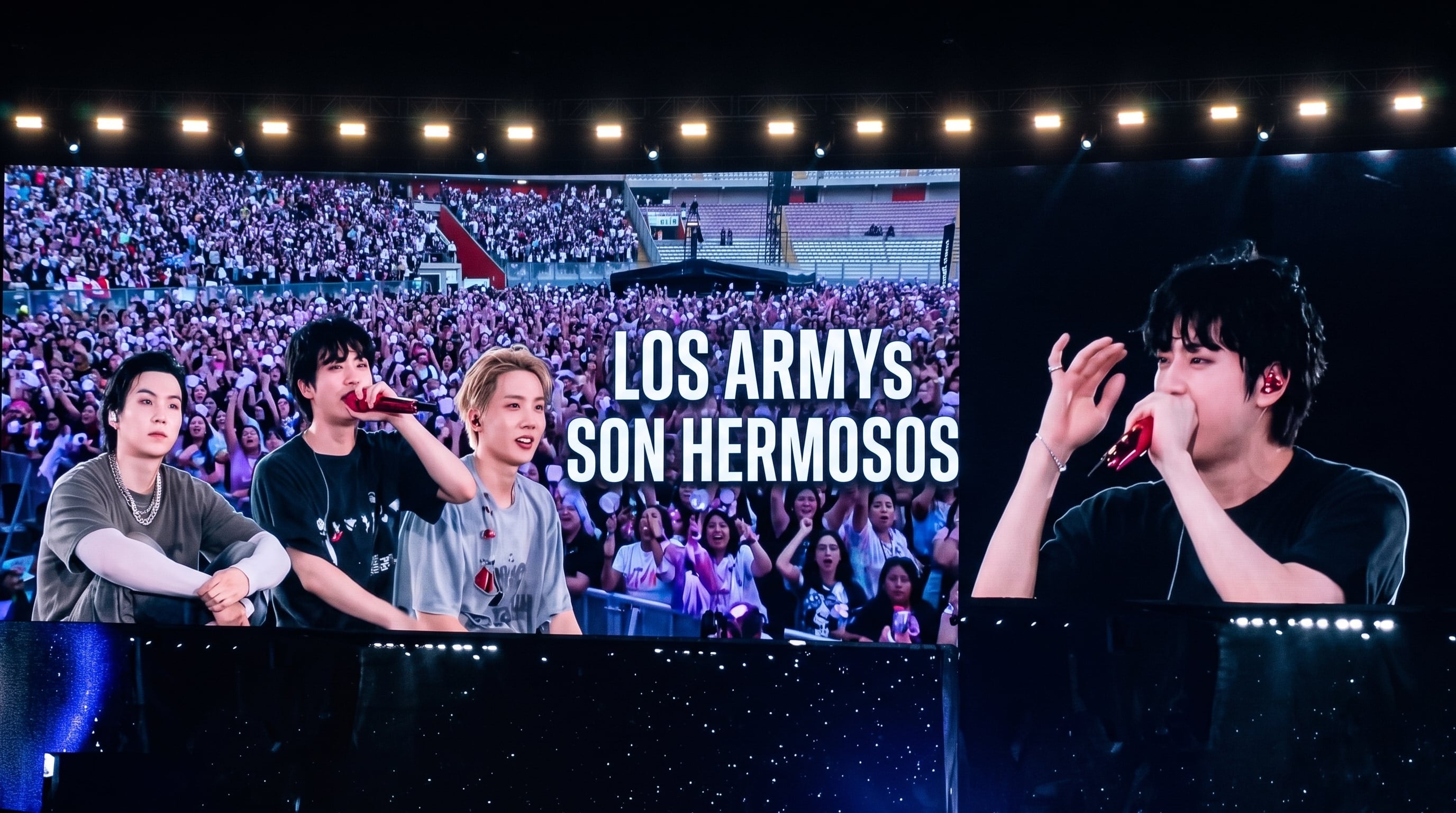 El cantante Jin habla en español ante los asistentes durante una presentación del grupo surcoreano BTS en la ciudad de Lima. (Imagen Ilustrativa Infobae)