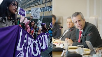 El ministro del Interior, Luis Fernando Velasco, pidió judicializar a quienes cometieron hechos delictivos en las protestas del 8M - crédito Camila Díaz/Colprensa y Ministerio del Interior