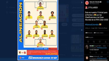 Alineación, selección Colombia para enfrentar