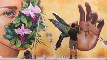 Joe pintando un mural. (Wendy