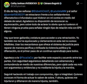 La conciliación y retractación entre