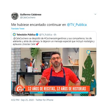 El posteo de Calabrese