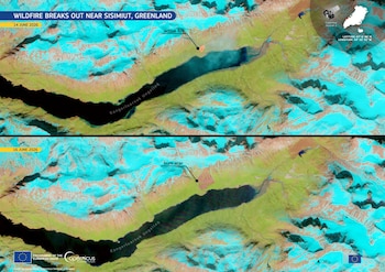 A wildfire near Sisimiut, Greenland