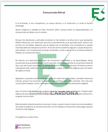 Cardona pidió disculpas a la