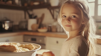 Una niña preparando la masa