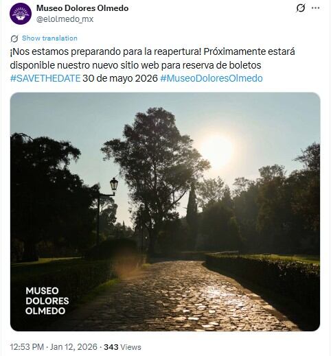 El museo dio a conocer la fecha para la venta de boletos del recinto. (@elolmedo_mx)