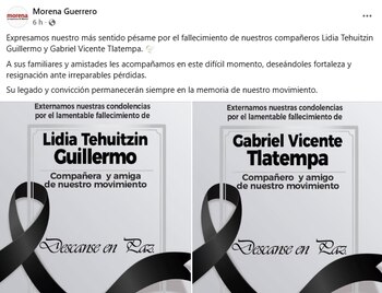 Morena Guerrero lamenta muerte de