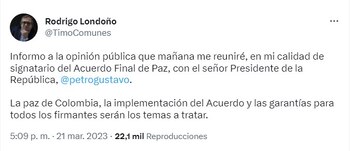 Informó que se reunirá con Gustavo Petro