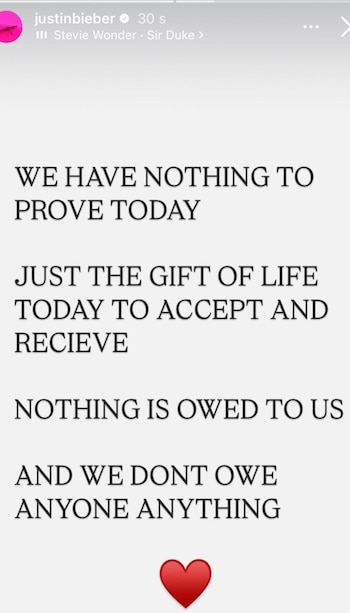 Justin Bieber publicó un mensaje