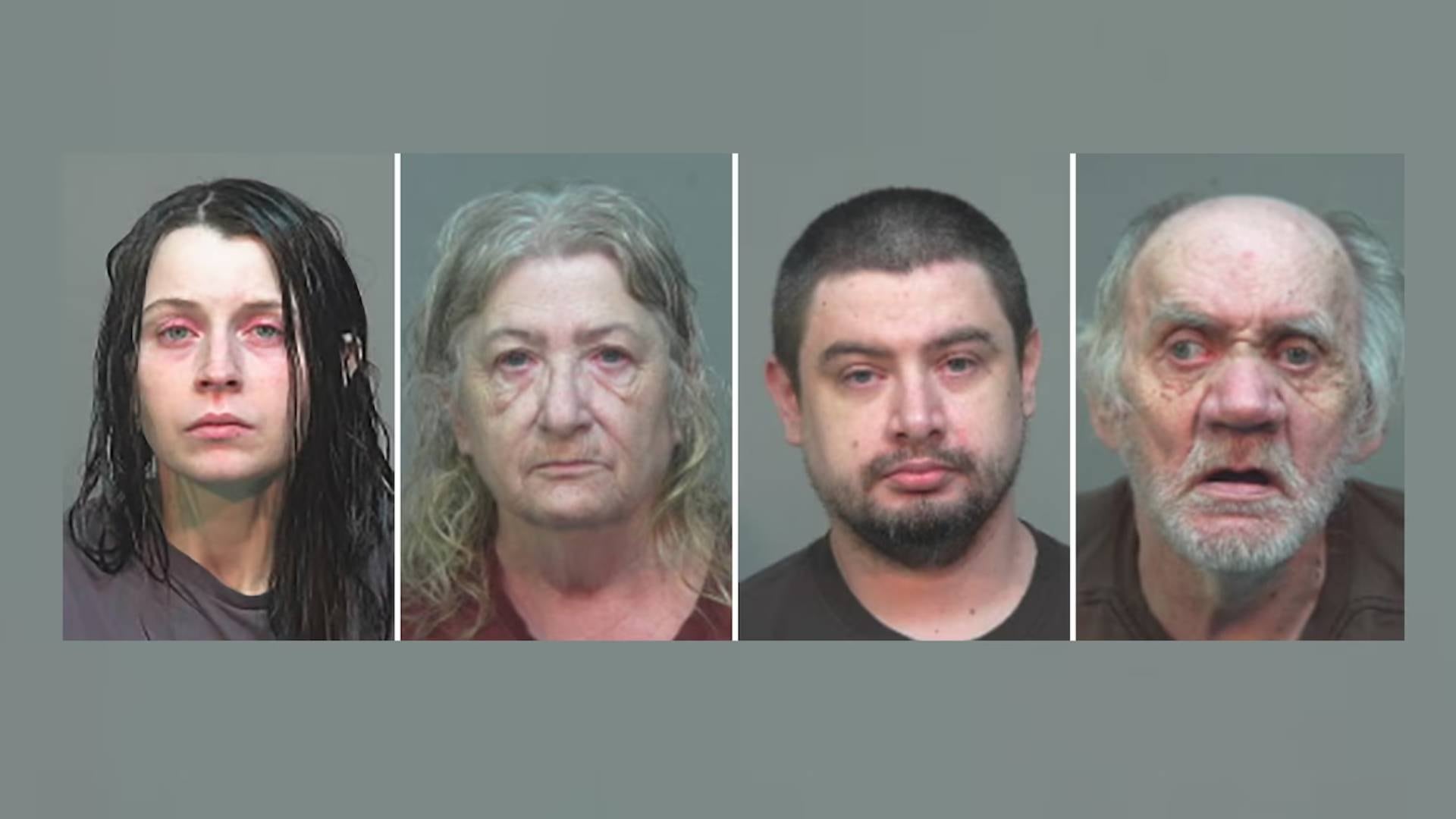 Los cuatro adultos arrestados, identificados como Gary Siders Jr., Gary Siders Sr., Elizabeth Siders y Christina Siders, enfrentan 16 cargos cada uno por poner en peligro a menores (WSYX)