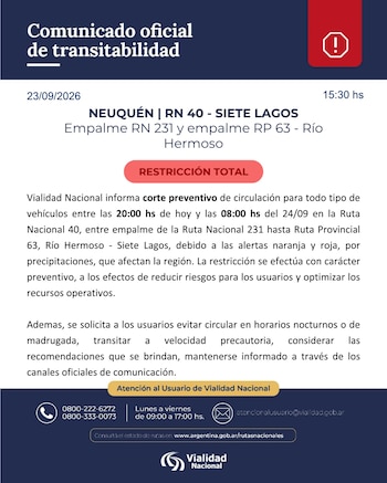 Crece la preocupación en la cordillera: alerta roja por lluvias y fuertes ráfagas de viento en Neuquén y Río Negro