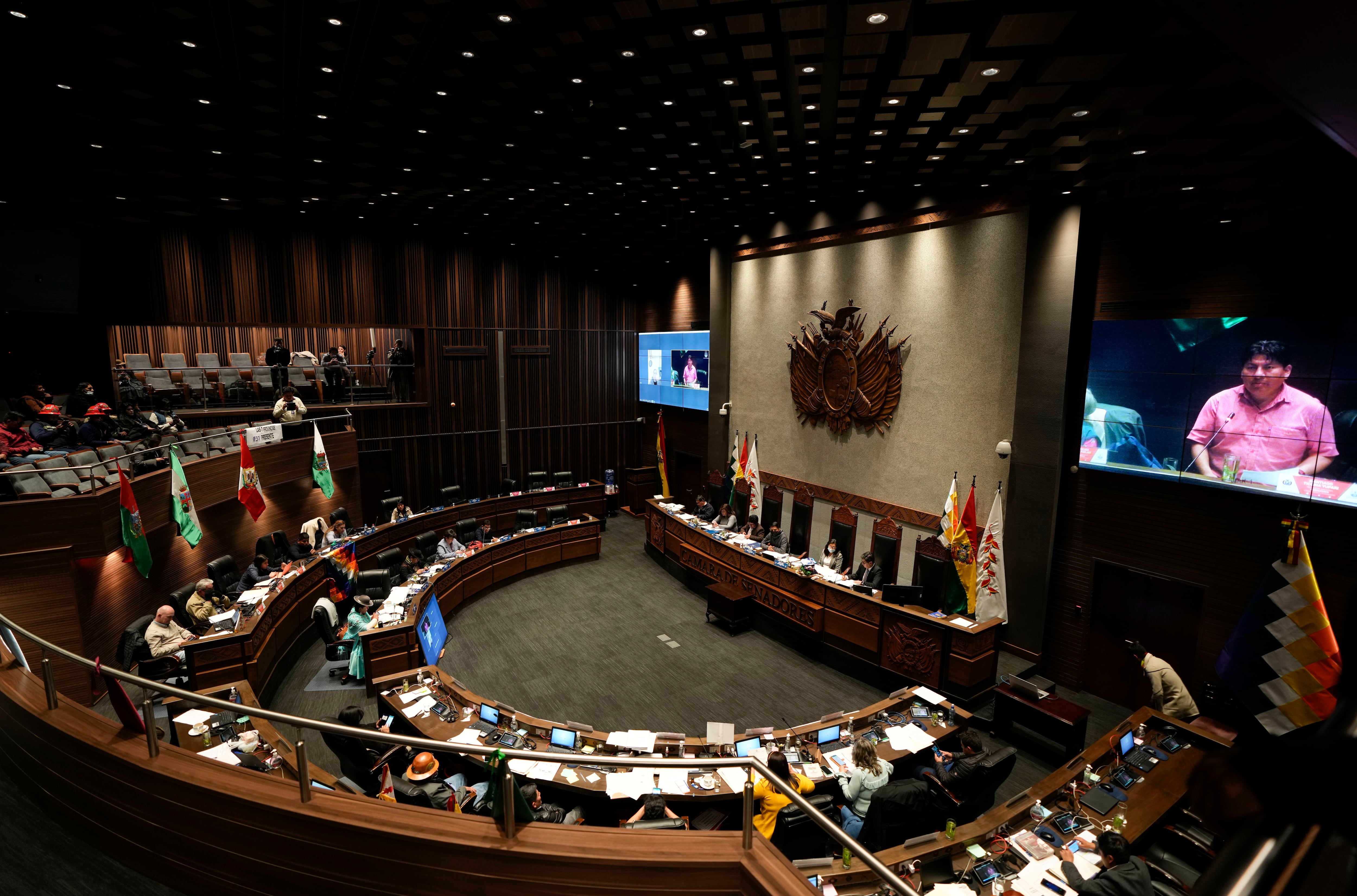 Sesión en la Asamblea Legislativa en La Paz, Bolivia, el jueves 4 de mayo de 2023. Imagen referencial de archivo. (Foto AP/Juan Karita)