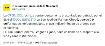 Procuraduría sobre atentado en Chocó