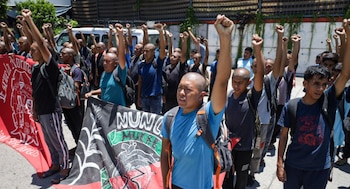 Normalistas también exigieron justicia por lo ocurrido con sus compañeros de Ayotzinapa hace 12 años.
Crédito: X / @en_plano