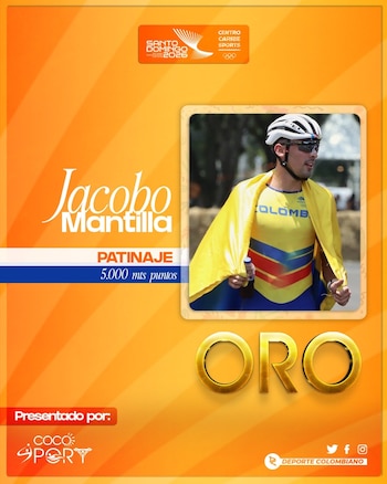 Jacobo Mantilla ganó la medalla de oro en patinaje de los cinco mil metros planos, y así fue anunciado por Coco Sports, el medio oficial de los Juegos Centroamericanos y del Caribe 2026 - crédito Coco Sport