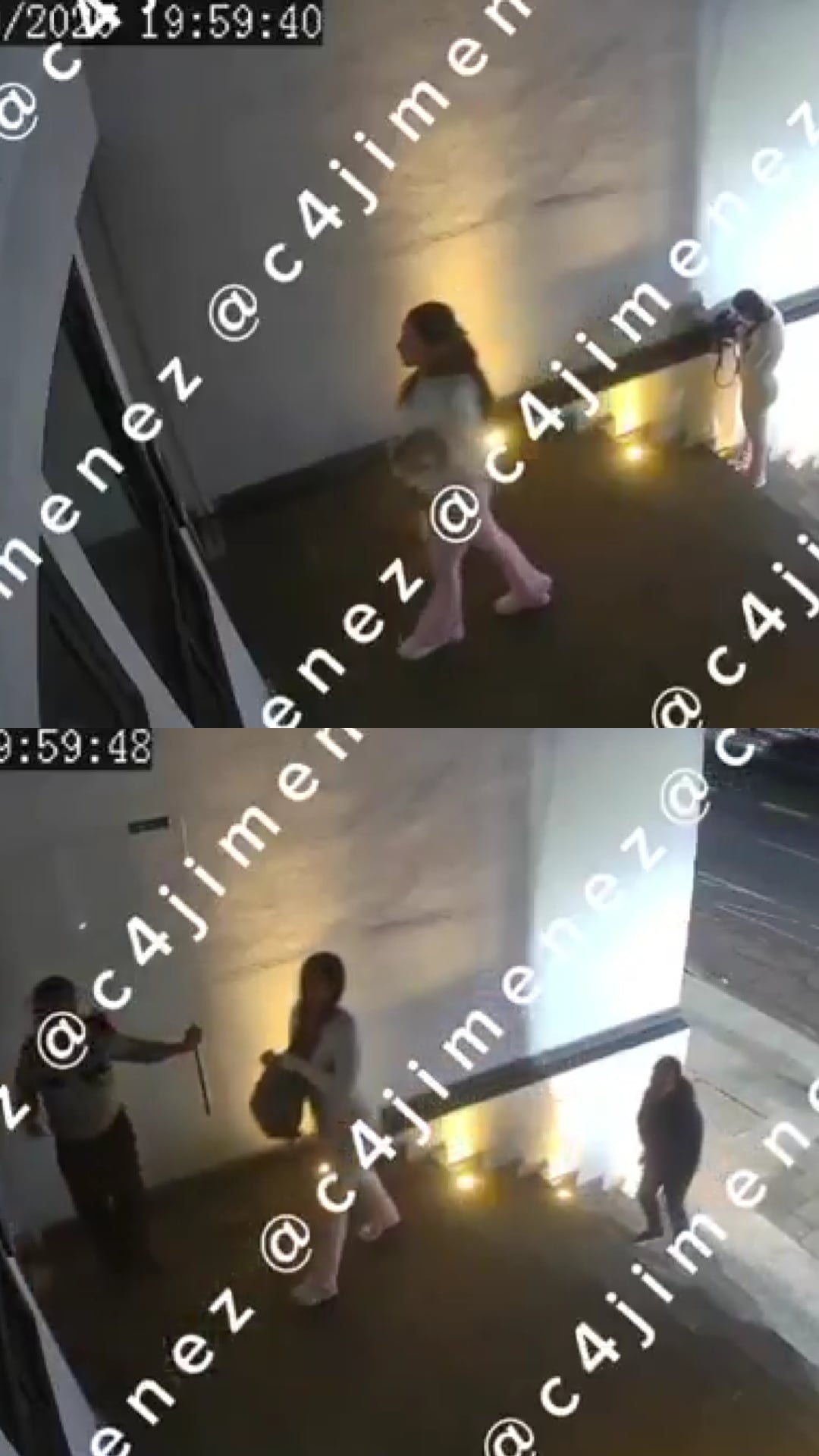 Una cámara de seguridad registra los últimos momentos con vida de Nataly Osma en un edificio. (X: Carlos Jiménez)