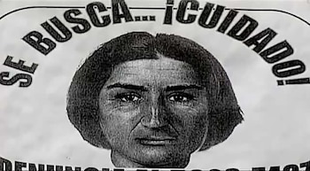 Un afiche de "se busca" con la cara de Juana Barraza