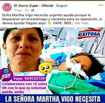 Post con el que piden donaciones para salvaguardar la salud de Marta Flores Fierro.