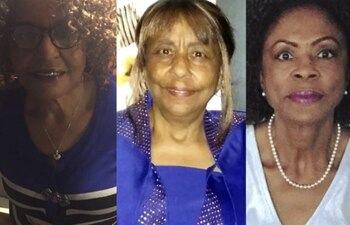 Collage con tres retratos fotográficos individuales de mujeres adultas dispuestos uno al lado del otro