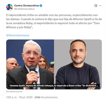Centro Democrático defendió postura del expresidente Álvaro Uribe - crédito @CeDemocratico/X