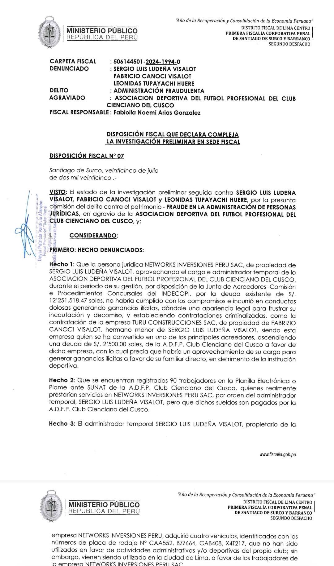El administrador de Cienciano está siendo investigado por la Fiscalía por presuntamente favorecer a la empresa de su hermano. (Facebook)