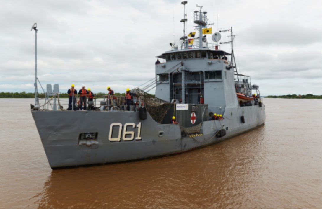 El buque multipropósito ARA Ciudad de Zárate, en donde viajarán los ganadores