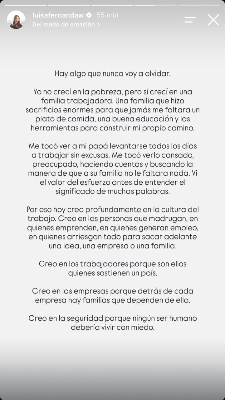 La influencer no dio pistas de quién fue el candidato por el que votó - crédito @luisafernandaw/IG