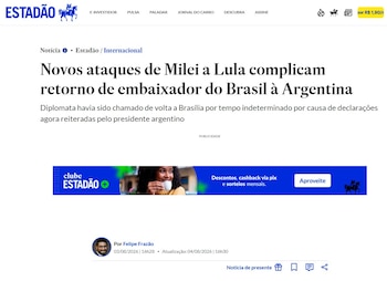 Captura de nota en Estadão