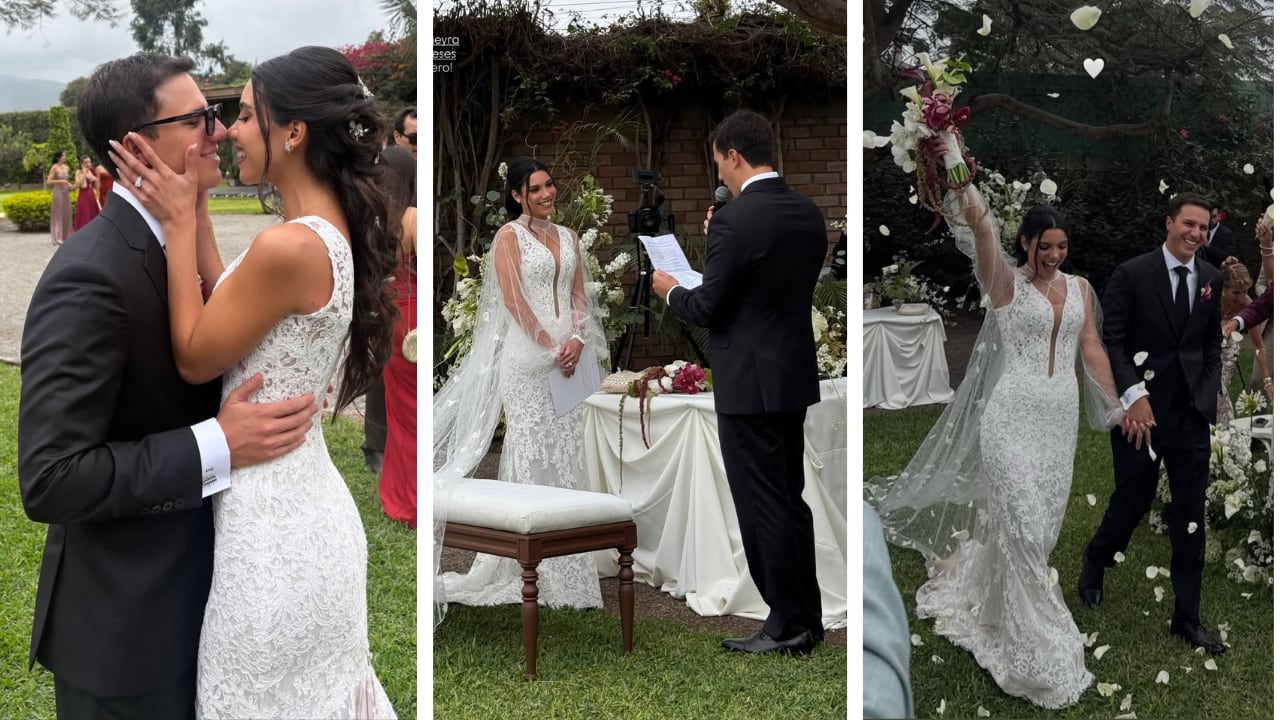 Mafer Neyra y Ernesto Cabieses se casaron el 12 de septiembre en una ceremonia civil al aire libre en Lima, tras cinco años de relación.