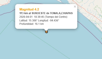 Sismo de magnitud 4.2 reportado en Chiapas (SSN)