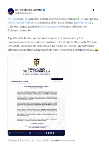 Defensores de la Patria confirmó llegada de Miller Soto y Carolina Gómez