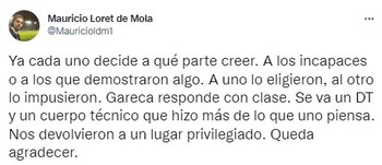 Tweet Mauricio Loret de Mola.