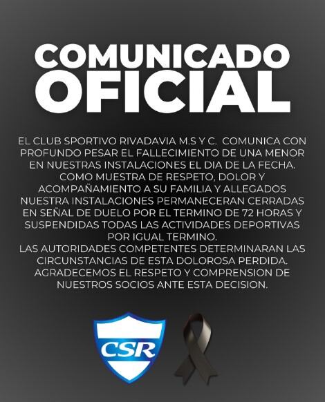 La institución comunicó el cierre temporal de sus instalaciones en señal de duelo