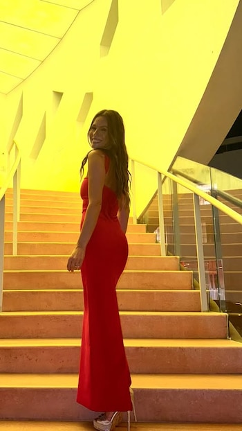 Pampita en un viaje relámpago