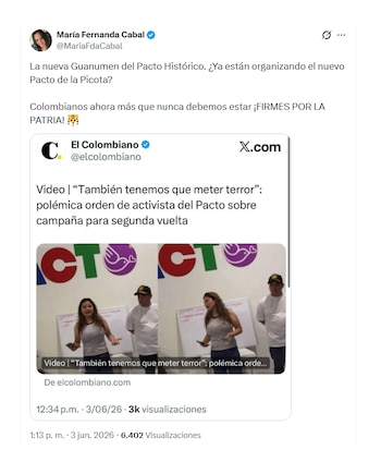 María Fernanda Cabal y sus duras críticas al Pacto Histórico