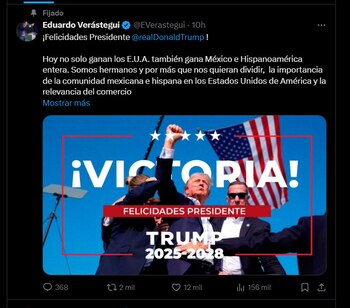 El actor felicitó a Donald