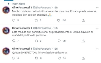 Gino Pesaressi preocupado por la
