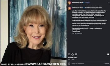 Barbara Eden aclaró que solo fue un malestar por un medicamento lo que la hizo retirarse. (Instagram)