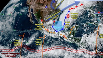 La Tormenta Tropical Olga se juntará con otros fenómenos meteorológicos, principalmente el frente frío número 7 (Imagen: Conagua)