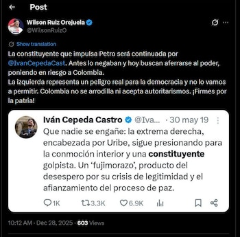 Wilson Ruiz recordó publicación de