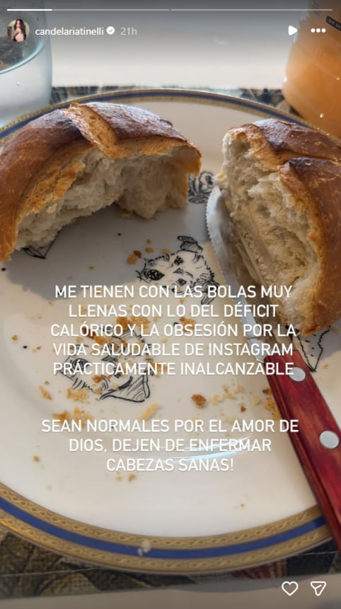 Cande Tinelli se expresó criticó duramente las tendencias alimenticias que vio en las redes sociales