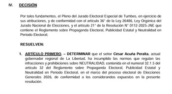 JEE Tumbes también determina que