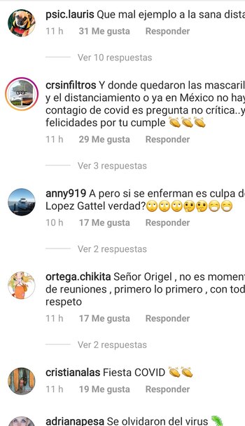 Algunos de los comentarios que