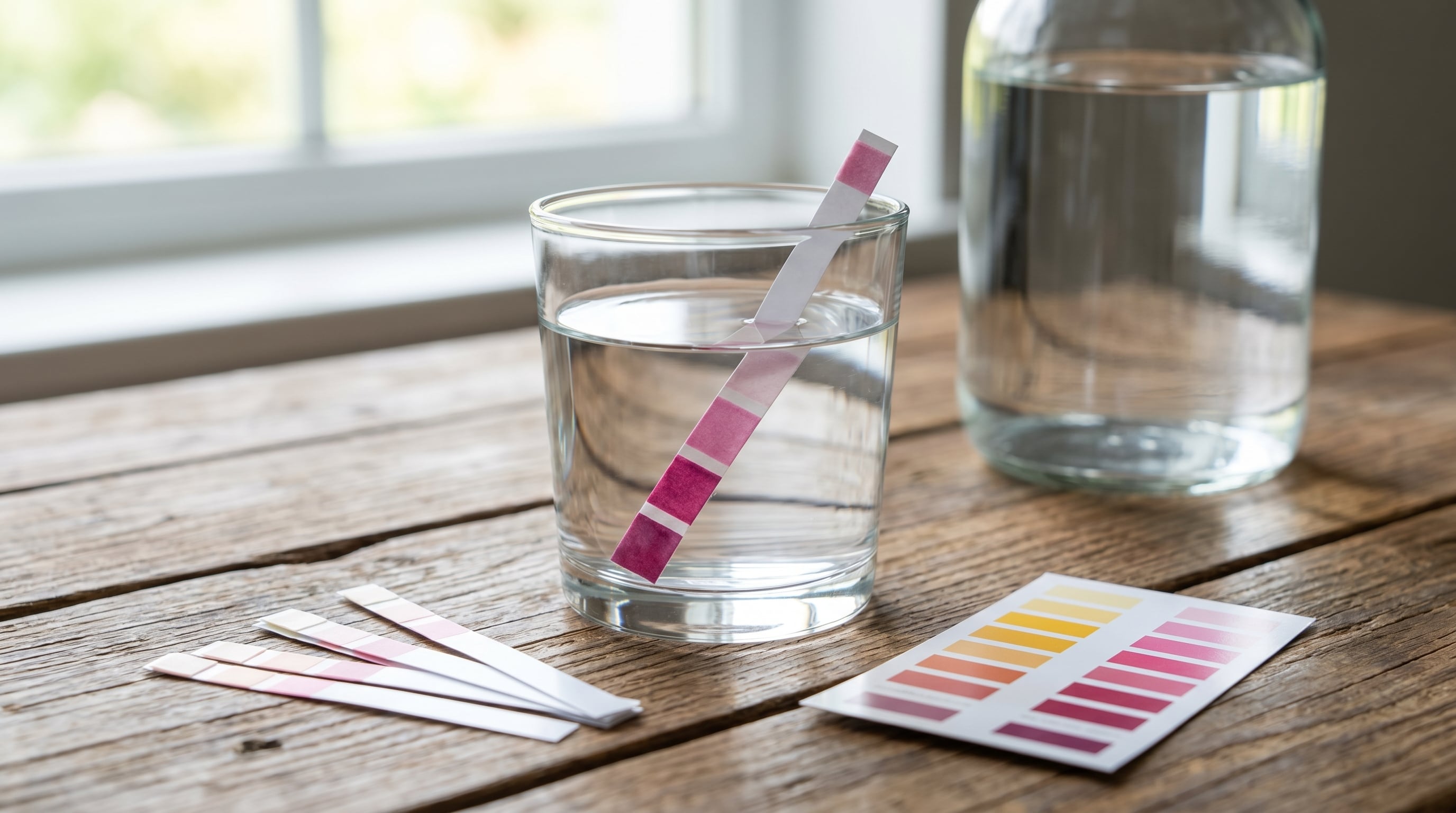 Una tira reactiva se utiliza para monitorear los niveles de nitrato en un vaso de agua potable, asegurando su calidad para el consumo humano. (Imagen Ilustrativa Infobae)