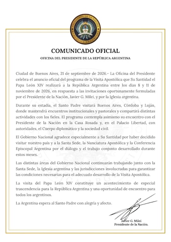 Documento oficial con el escudo de Argentina y texto firmado por el presidente Javier G. Milei