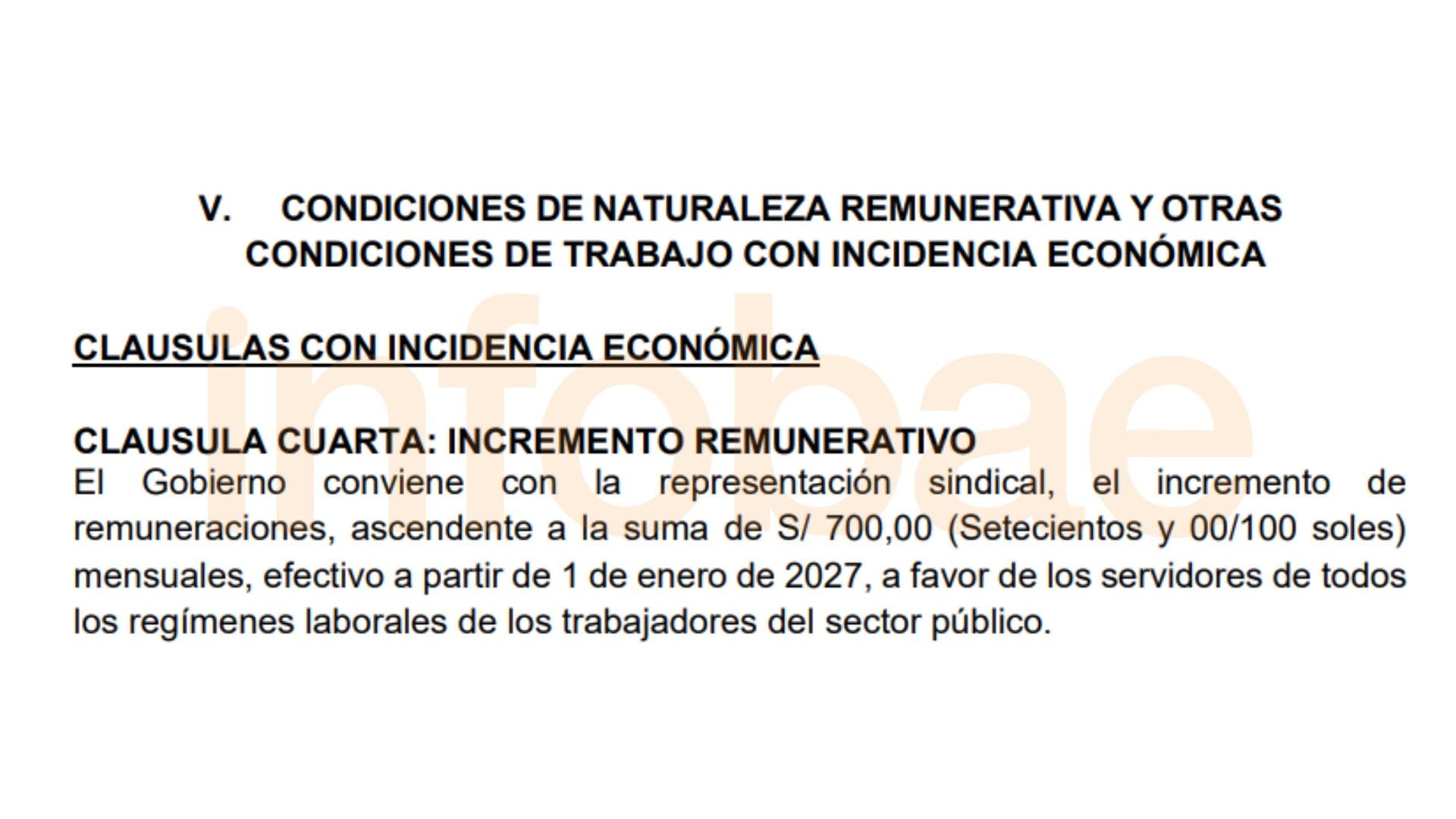 Se empiezan a conocer los primeros detalles de la negociación colectiva de este 2026. Lo primero: un aumento de S/ 700 para todos los trabajadores públicos. - Crédito Captura de Infobae Perú