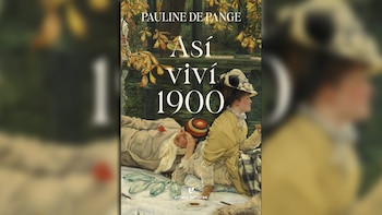 Portada de 'Así viví 1900' de Pauline De Pange. Muestra una pintura de dos figuras en un paisaje verde junto a un estanque, con el título centrado
